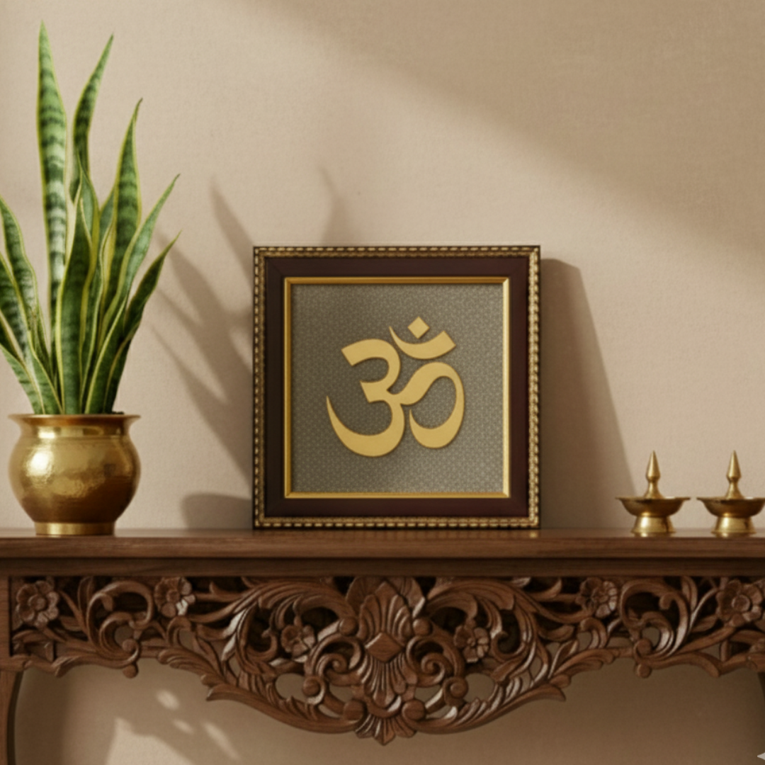 Shree Yantra on Raw Pyrite Frame