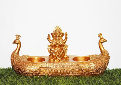 Peacock Ganesh Diya Stand