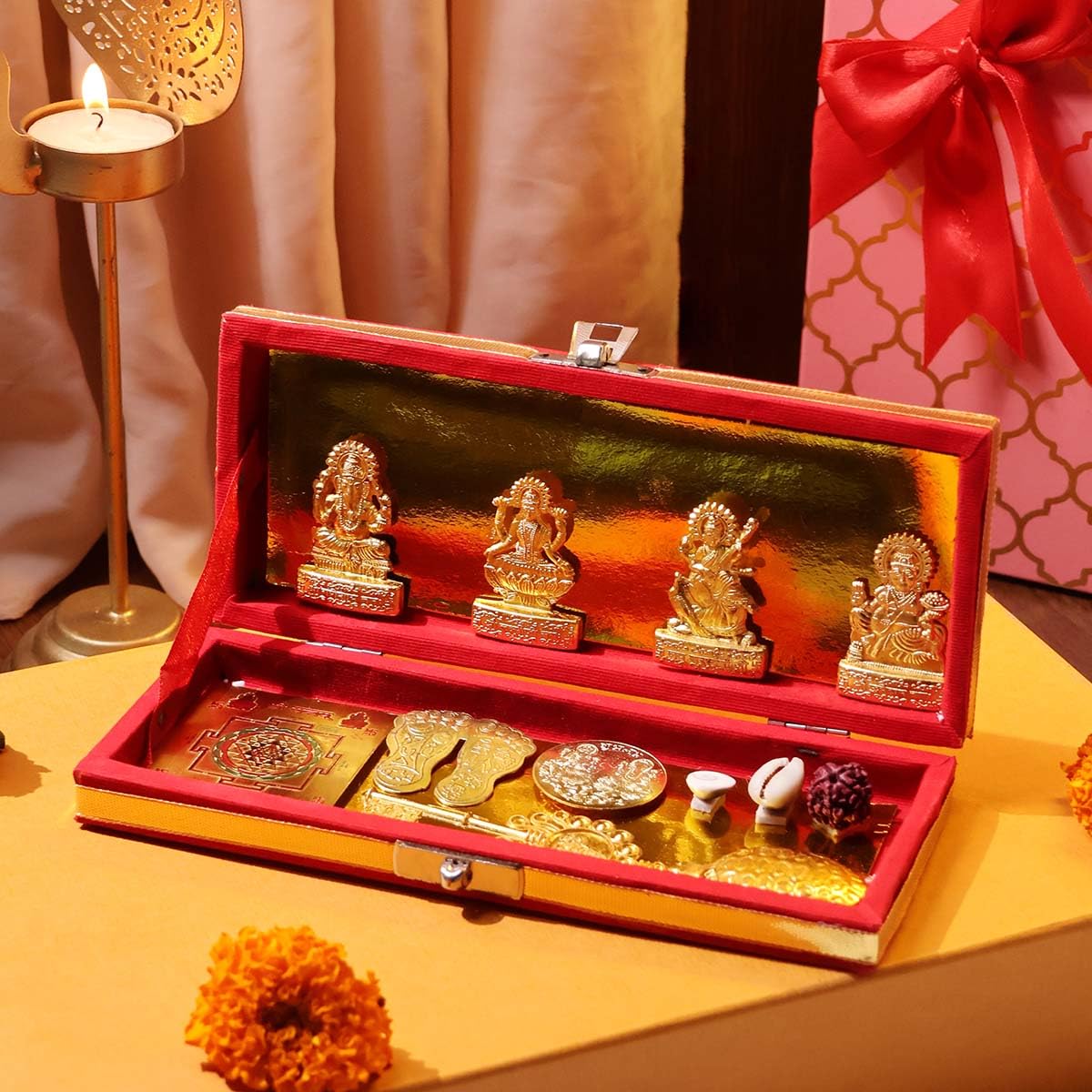 Kuber Bhandari Shree Yantra Set of 12 Brass Items – Pack of 3