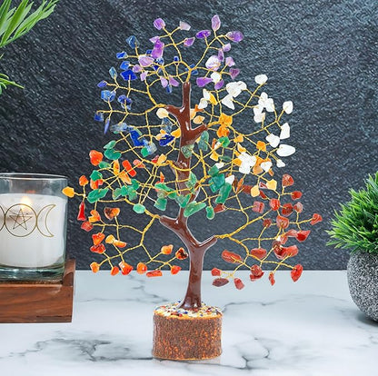 7 Chakra Prosperity Tree with Money Bag Base