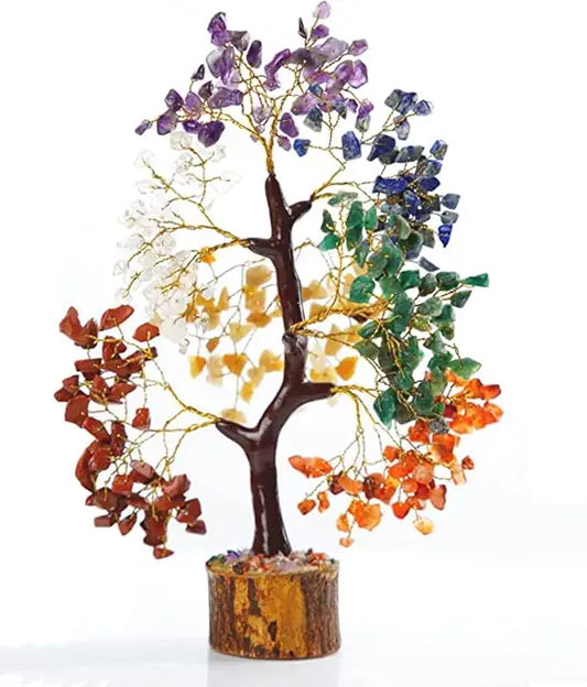 7 Chakra Prosperity Tree with Money Bag Base
