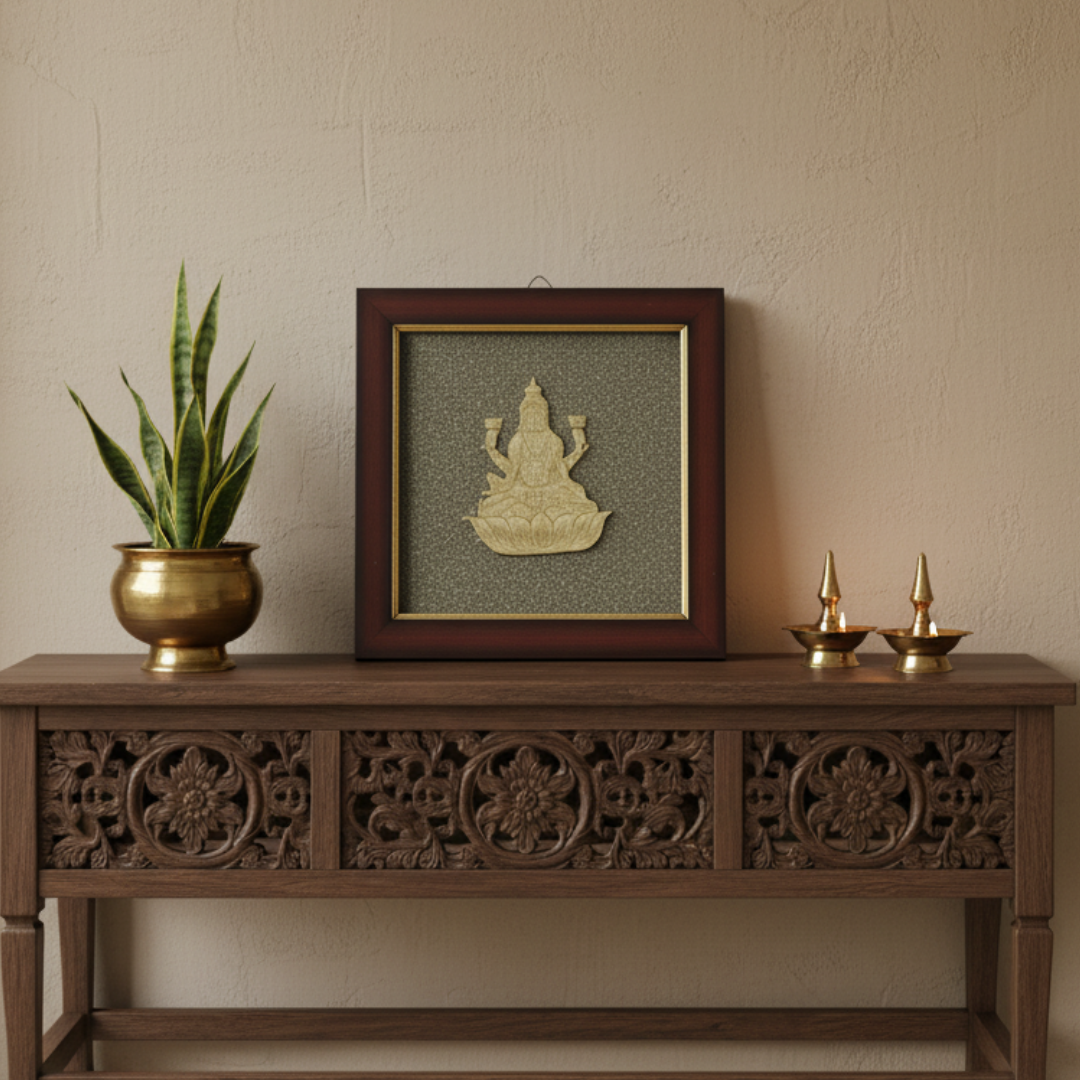 Shree Yantra on Raw Pyrite Frame