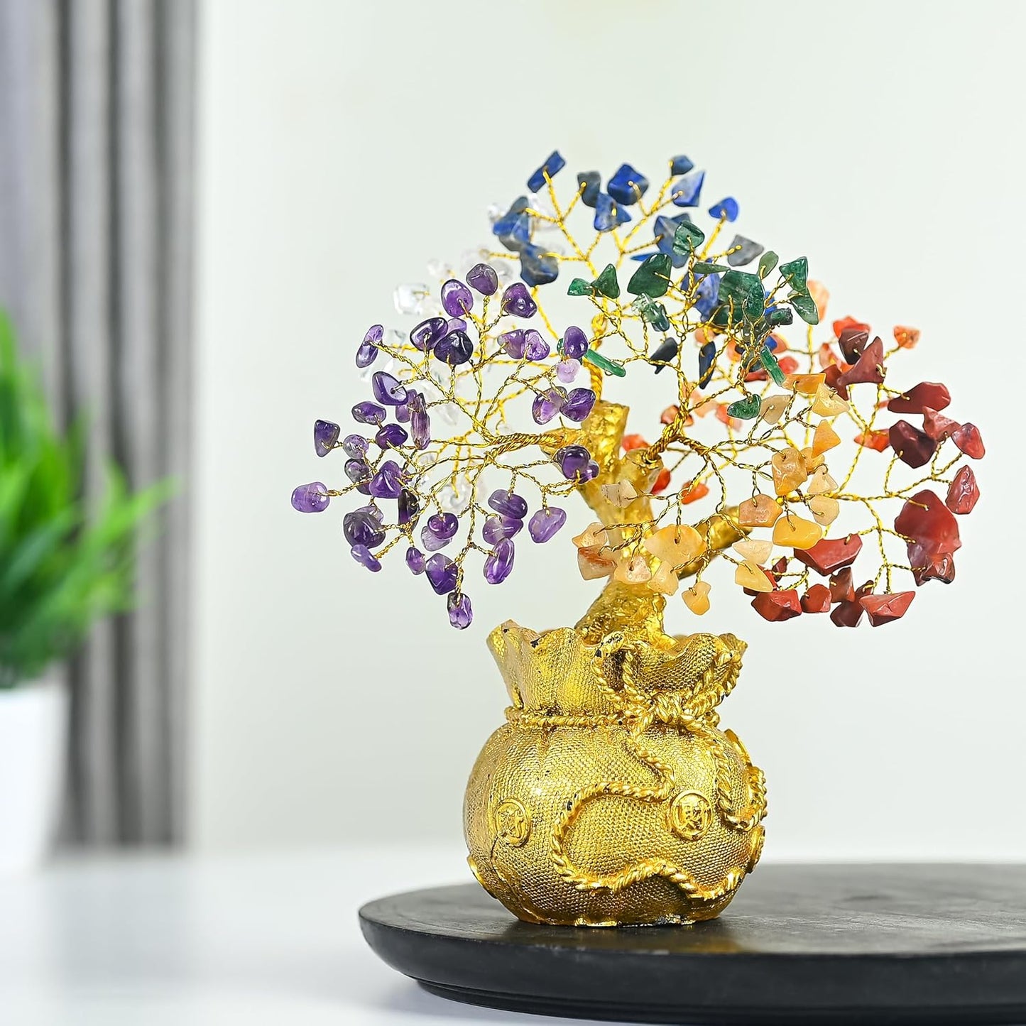 7 Chakra Prosperity Tree with Money Bag Base