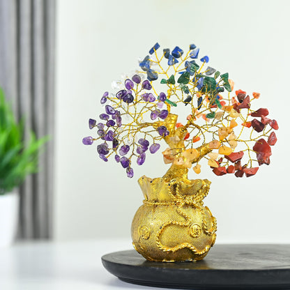 7 Chakra Prosperity Tree with Money Bag Base