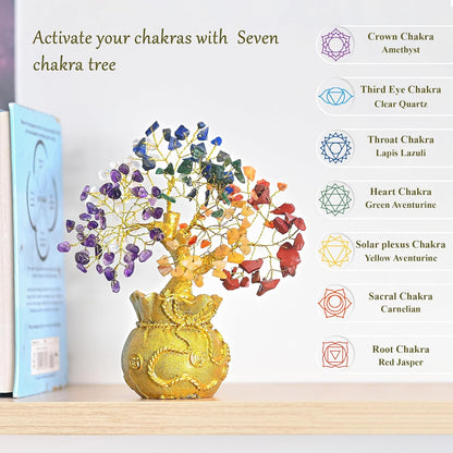 7 Chakra Prosperity Tree with Money Bag Base