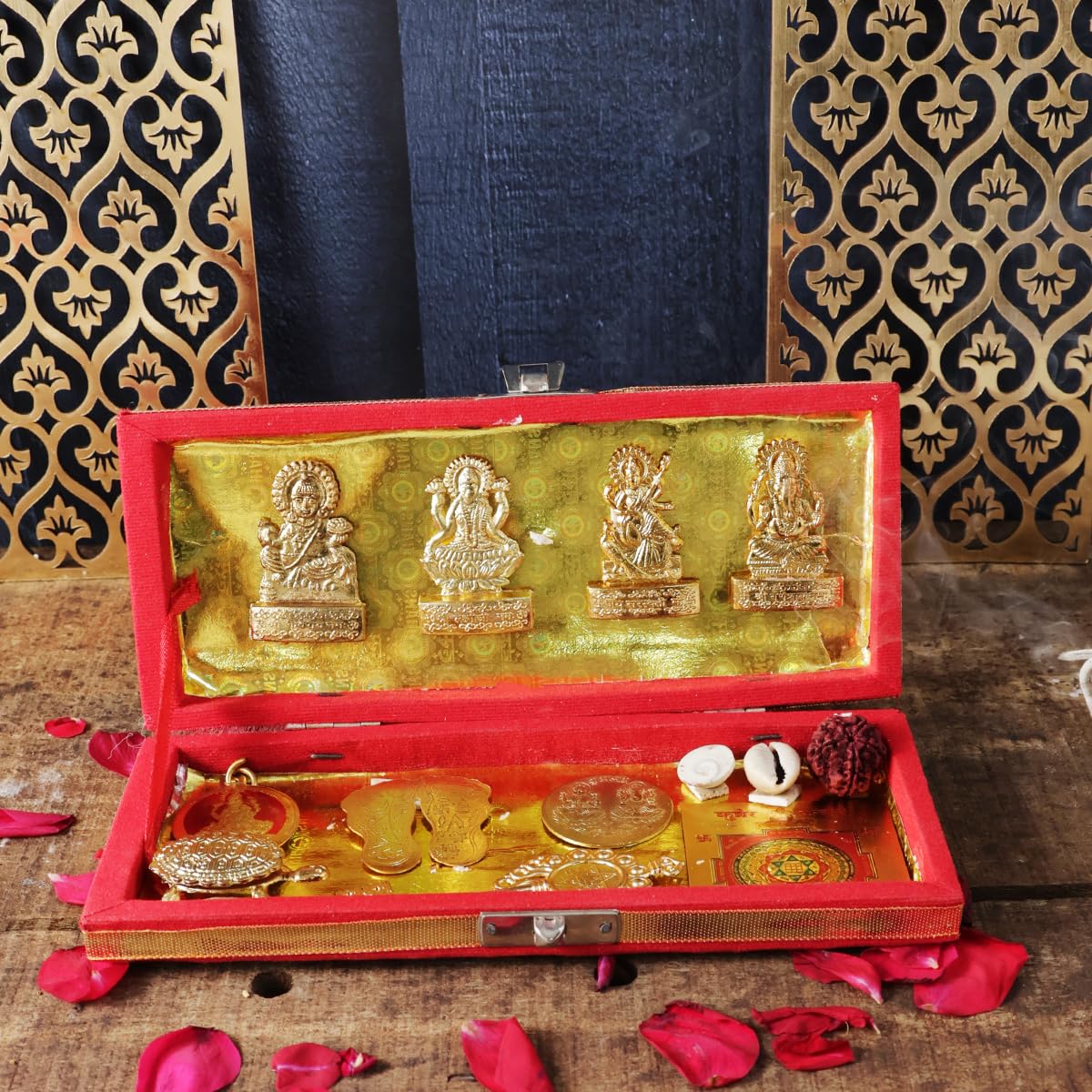 Kuber Bhandari Shree Yantra Set of 12 Brass Items – Pack of 3