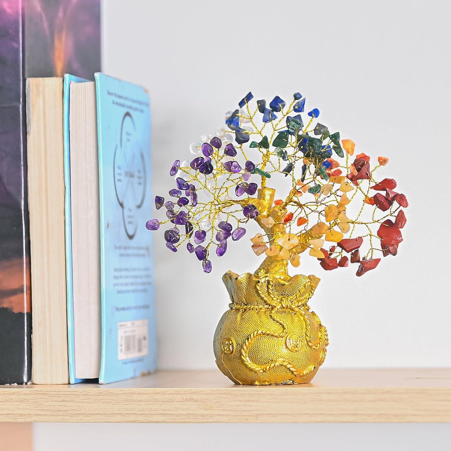 7 Chakra Prosperity Tree with Money Bag Base