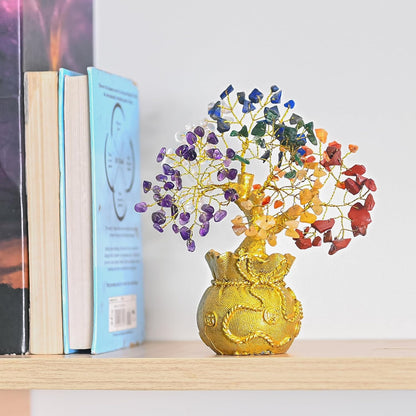 7 Chakra Prosperity Tree with Money Bag Base