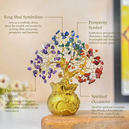 7 Chakra Prosperity Tree with Money Bag Base